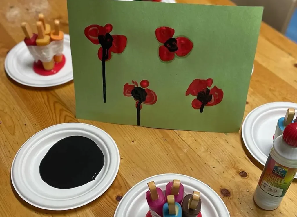 Poppy painting activity prepared at Learning Together Childcare